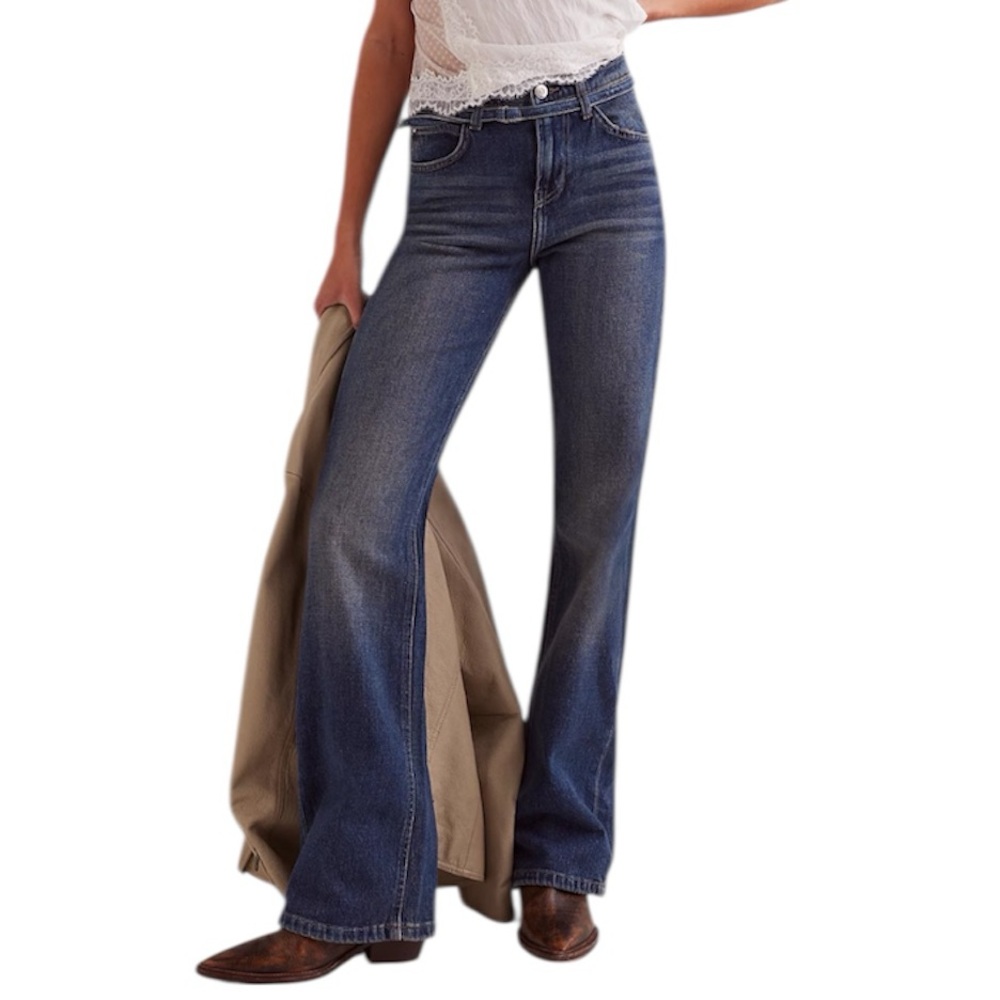 Free People We the Free Sabine Slim Straight Jeans Sz 30 HIBERNATE Blue NWT